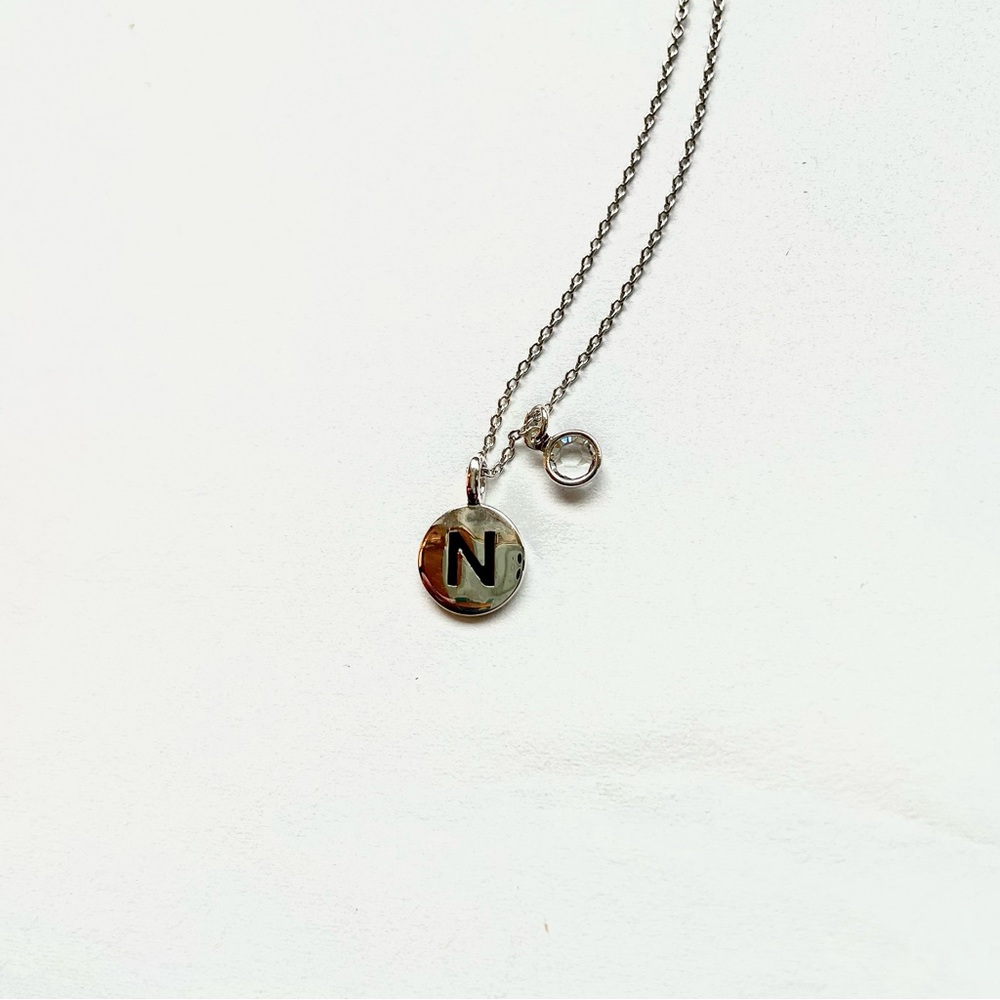 Brand New w/box Touchstone Crystal Initial Necklace Silver N